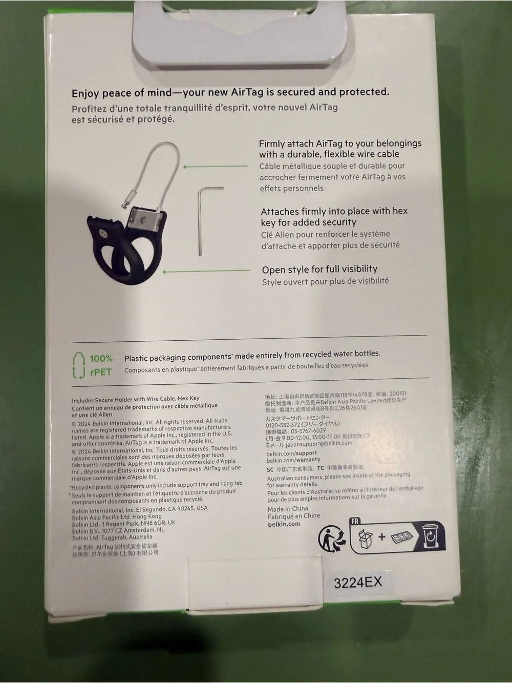 belkin Black Secure Holder with Wire Cable for AirTag